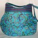 Aqua Floral and Zig Zag Hobo Bag