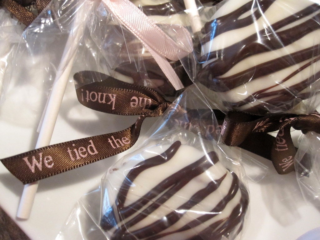 Chocolate Covered Oreos -  24 We Tied The Knot Wedding Favors on a Stick