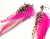 Hot Pink Feather Earrings - ladypancake