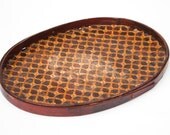 serving tray large vintage 70s wicker shabby chic cottage retro