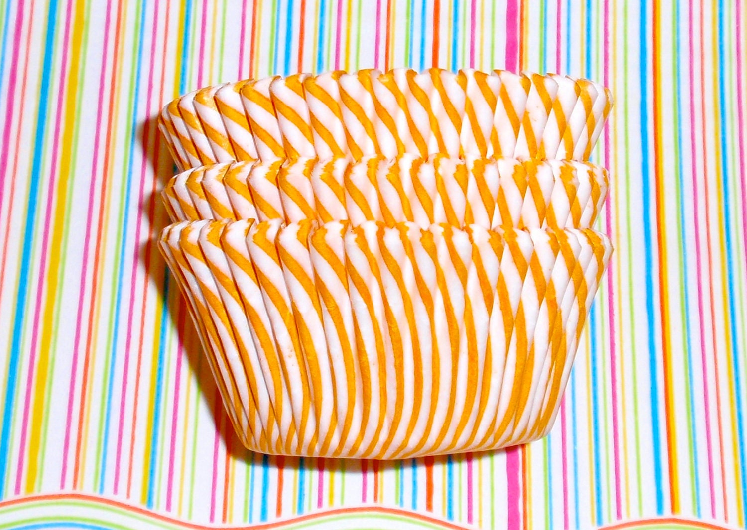 40 Buttercup Yellow & White Candy Striped Enchanted Winter Woodland Forest Party Cupcake Liners Scandinavian Picnic Pixie Cake Cases
