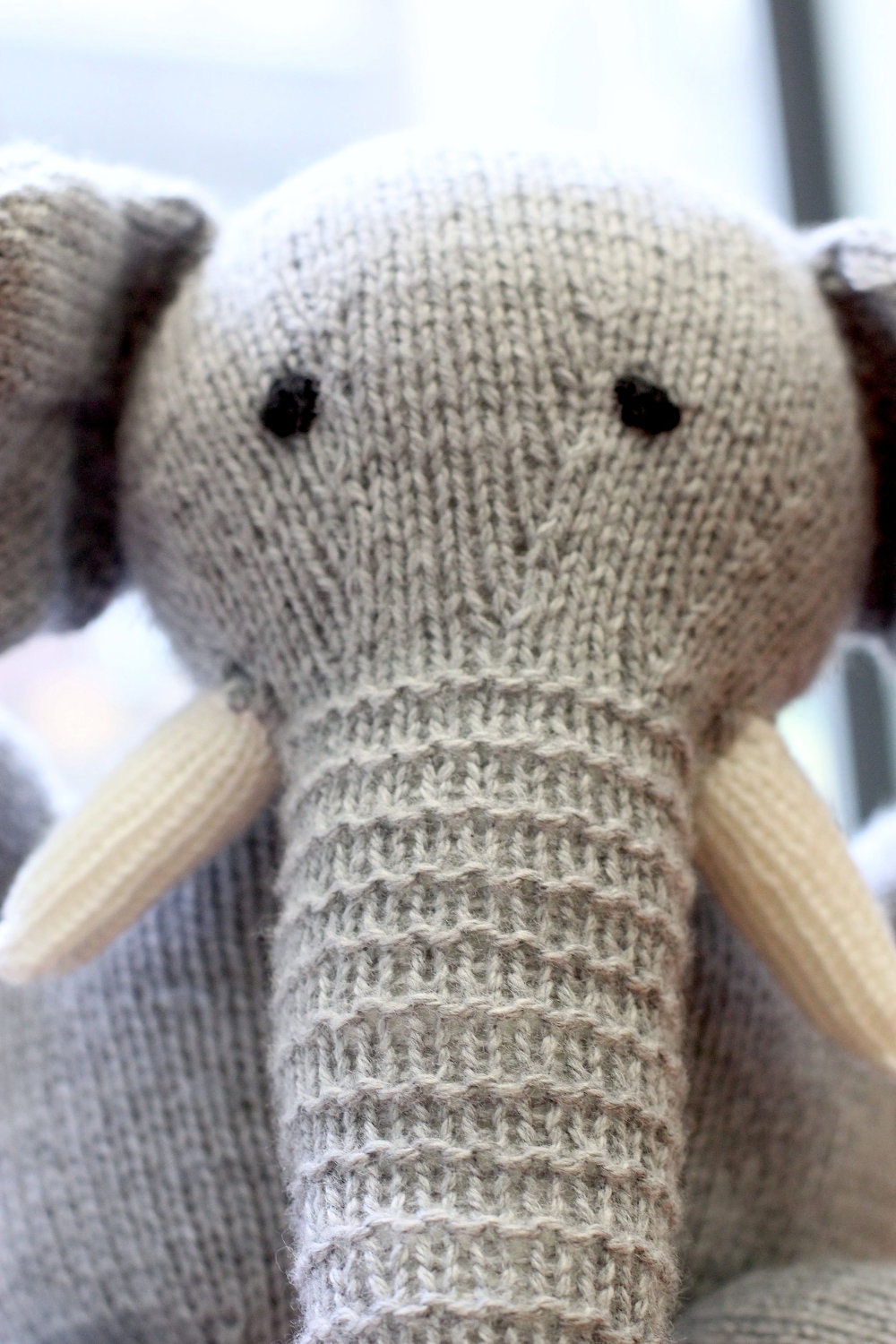 Knitted Large Plush Toy Elephant - Gray (Made to Order)