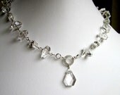 Wedding Jewelry Clear Crystal Quartz Necklace Sterling Silver Jewelry Bride Ice Queen Icicle Sparkle Pendant Glam N-83