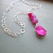 Pink Druzy Necklace Druzy Pendant Sterling Silver Jewelry Drusy Hot Pink Neon Jewellery Colorblock Gift Ideas Spring Fashion Dipped