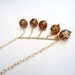 Brown Necklace Yellow Gold Jewelry Crackle Beads Asymetric Jewellery Gift Ideas for Her Chain Bead Bar Eclectic N-144