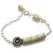 White Turquoise Bracelet Bead Bar Sterling Silver Jewelry Flower Jewellery 925 Chain Asymmetric Stack Layer Gemstone B-215