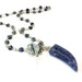 Denim Blue Necklace Sterling Silver Jewelry Sodalite Natural Gemstone Jewellery Wire Wrapped Horn Pendant Charm Unique N-269