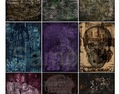 Digital Collage Downloadable ATC Sheet Scrapbooking Mixed Media Altered Art Tags Journalling Cards 9 x 2.5"x3.5" Skulls Bones 010