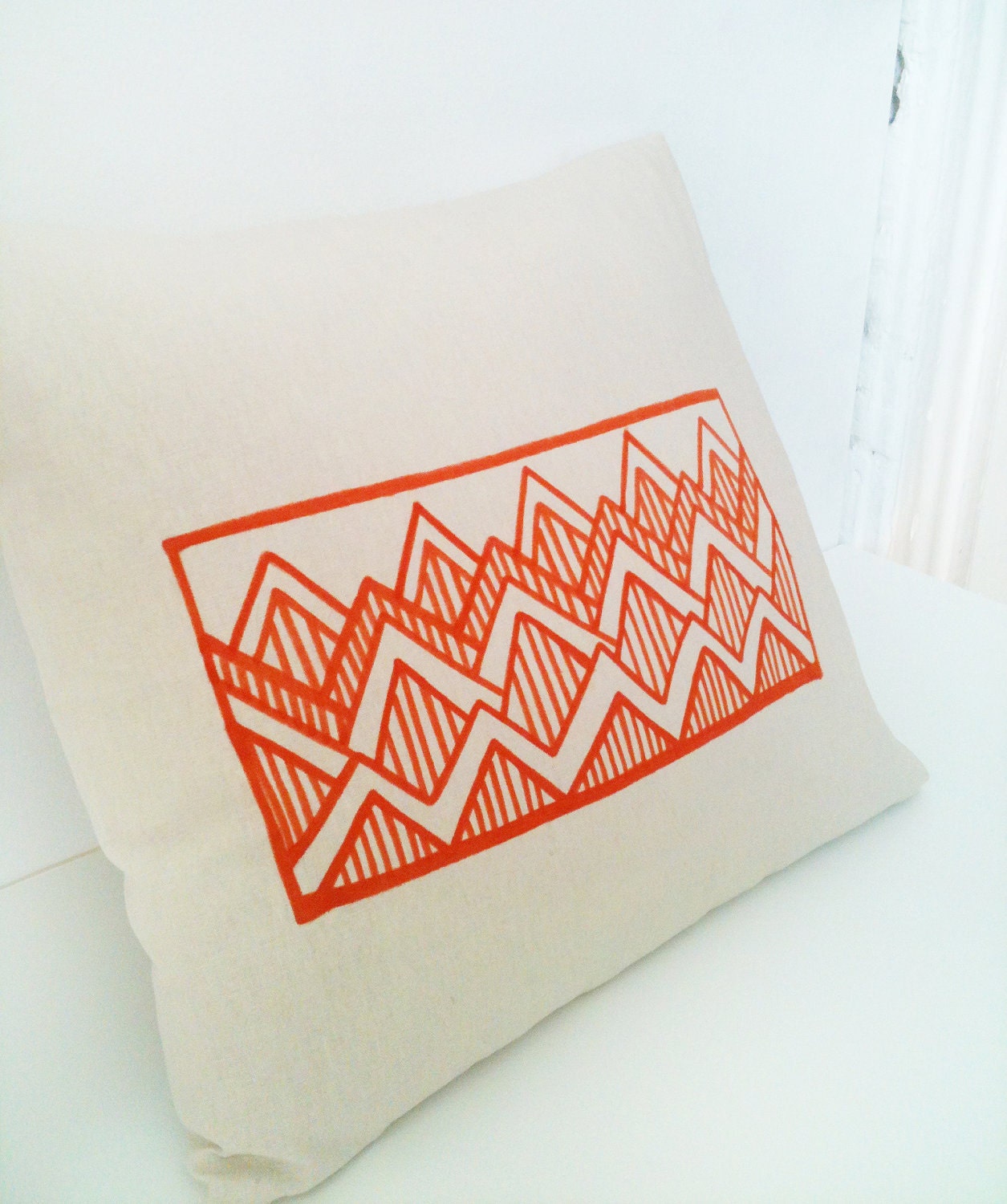 14x14 - Tangerine Mountains Original Hand Drawn Pillow Cover