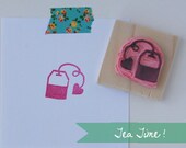 Hand Carved Tea Bag Rubber Stamp