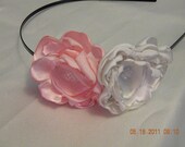 Pink and Ivory Satin Flower Headband