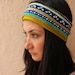 Tribal Aztec headband-Blue and green