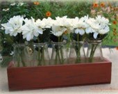 Wedding Table Centerpiece Flower Vase 5 Milk BottleS in a Distressed Barnwood Look Crate Personalized Heart (your color of choice)