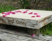 Wedding CAKE Stand Birch Bark Grooms Rustic Wood Platform 16 x 16 with Tree Trunk Legs