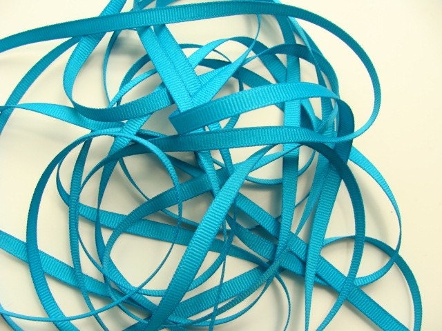 10 yds 1/4" Grosgrain Ribbon - Turquoise Blue