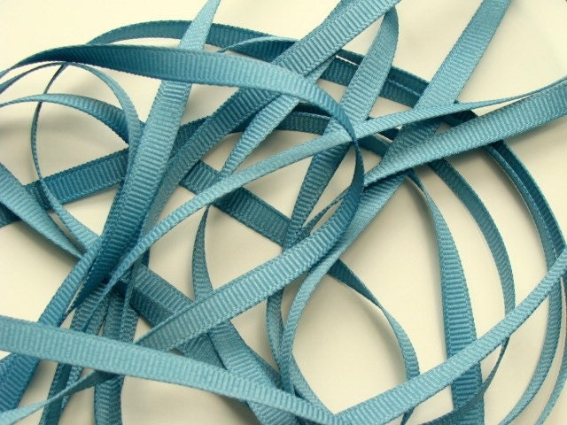 10 Yds 1/4" Grosgrain Ribbon -  Antique Blue