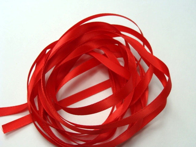 10 yds 1/4" Satin Ribbon - Red