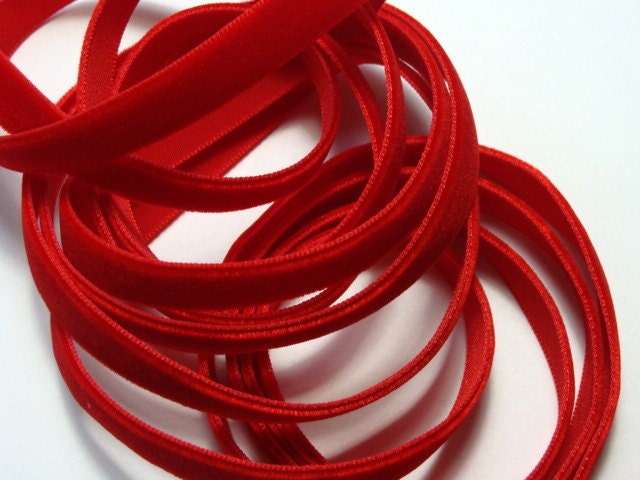 Red Velvet Ribbon - 5 yards of 3/8" wide