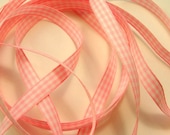 5 yds of 3/8" Gingham Ribbon - Pink and White
