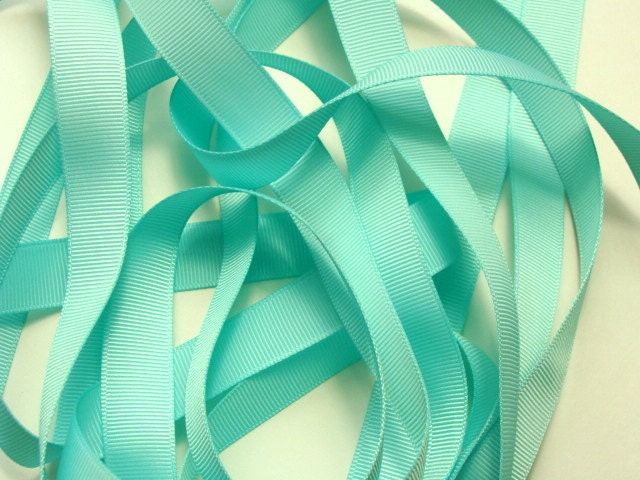 5 yds 5/8" Grosgrain Ribbon - Aqua