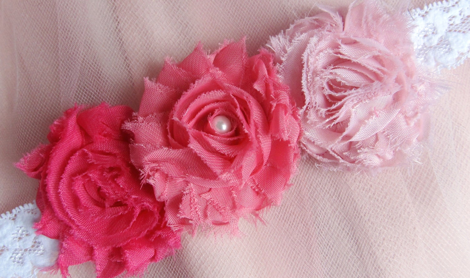 Shabby Chic Baby Flower Headband - Pink Confection
