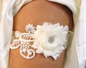 Bridal Garter, Garter Set, Wedding Garter, Garter Belt, Vintage Inspired Ivory Bridal Lace, Pearls and Rhinestones