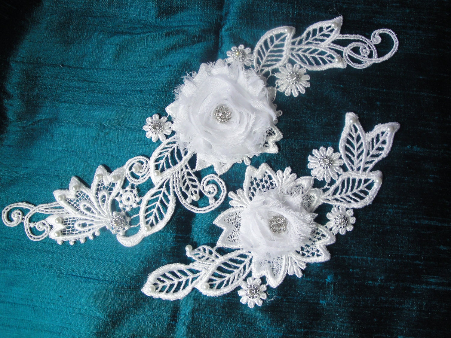 Bridal Garter Set Including Toss Garter, Vintage Inspired White Bridal Lace, Pearls and Rhinestones