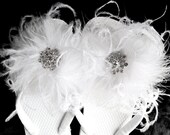 Bridal Flip Flops - White Feathers - Ava