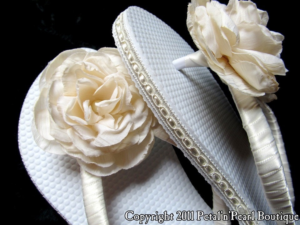 Bridal Flip Flops - Ivory - Chloe