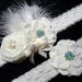 Garter, Bridal Garter, Bridal Garter Set, Wedding Garter, Ivory Dupani Silk and Blue Swarovski Crystals