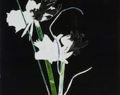 Proud Points: Green and Black  Flowers Monoprint