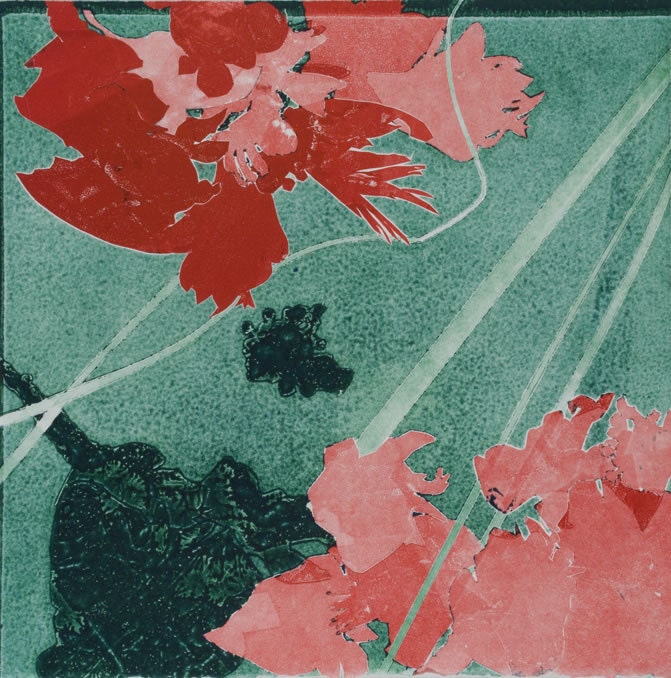 Cherry: Red and Green Abstract Print