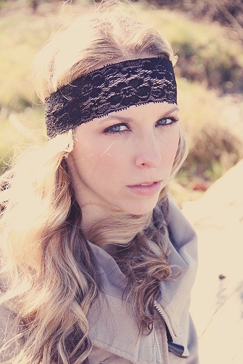 Bohemian Stretch Lace Headband, Boho Style, Beautiful Elegant Lace, Comfy and Romantic, Bridesmaids Gift or Everyday Wear