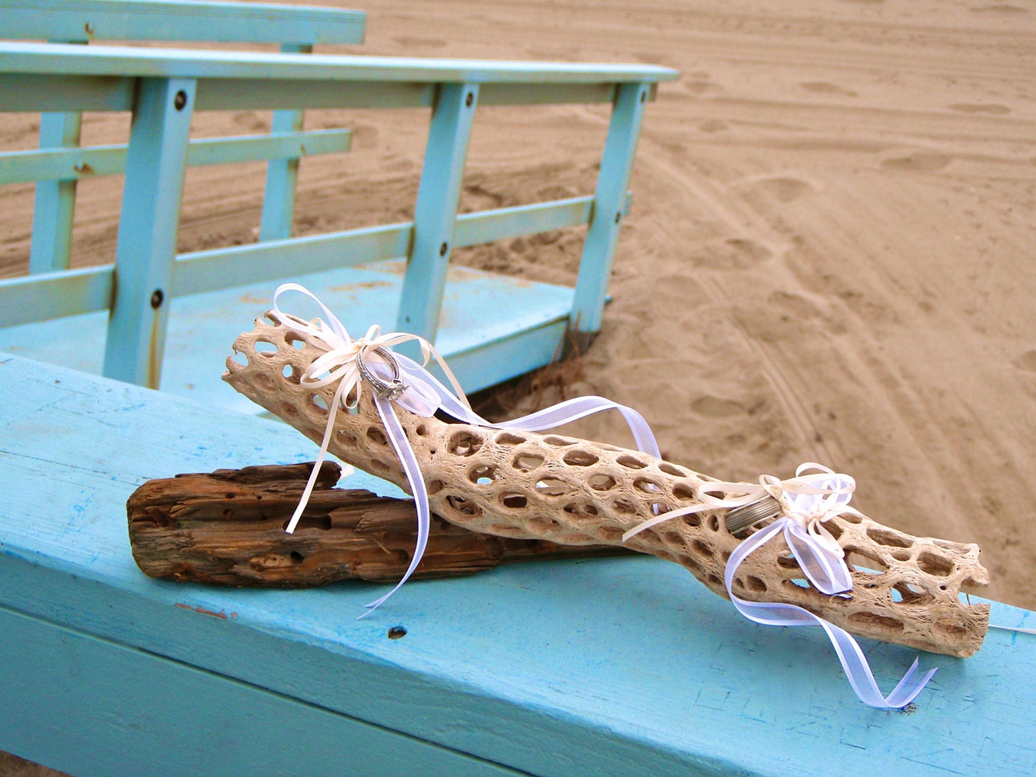 Natural Cholla Wood Ring Bearer Pillow Alternative for Beach or Rustic Wedding
