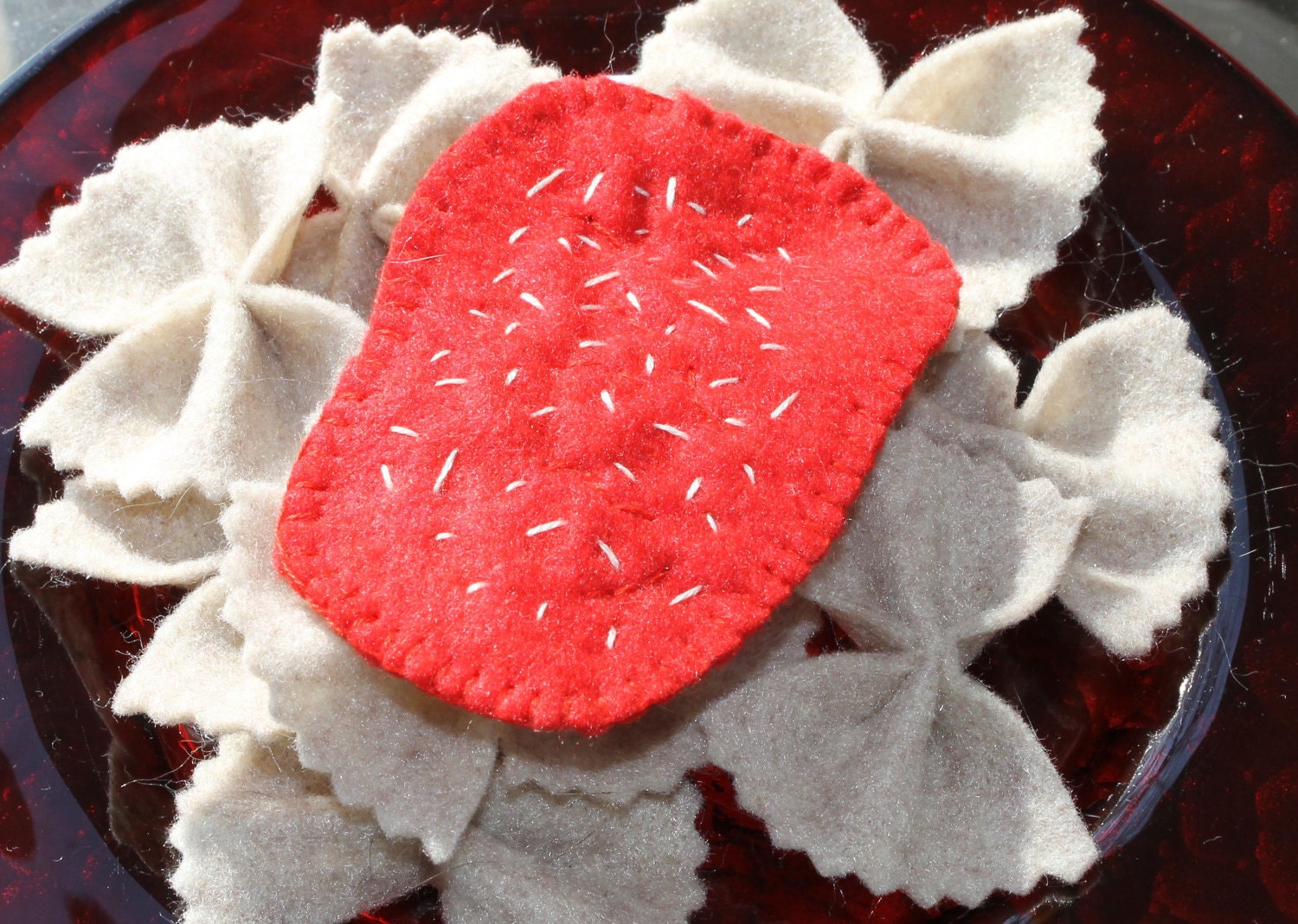Eco Friendly Felt Bowtie Pasta with Marinara