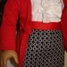 18" American Girl Doll outfit black skirt, white blouse and red jacket