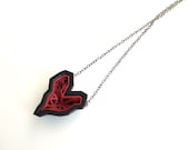 heart geometric pendant - Rock Heart Pendant in Ruby Red and Black. 3d printed. modern jewelry. Mother's Day