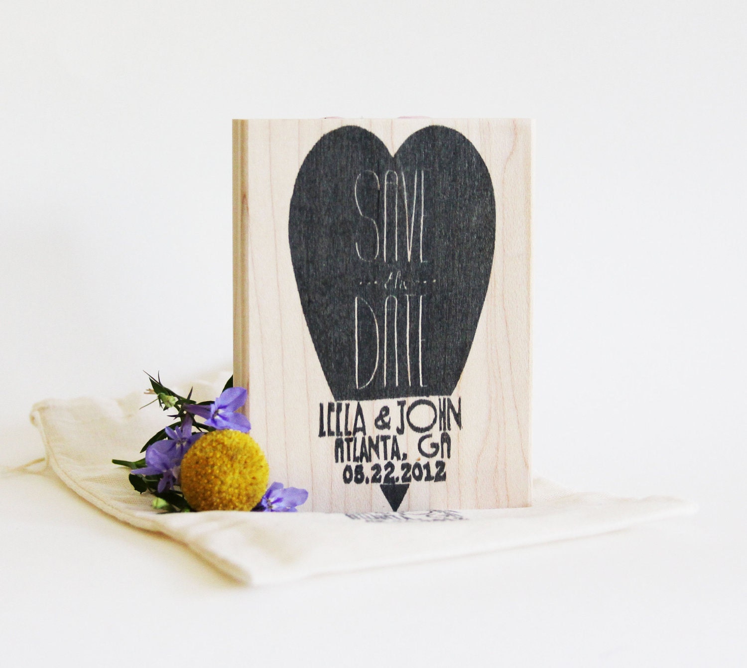 Whimsical Heart Save the Date wedding invite stamp