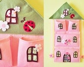 Felt & Fabric Pink House Bow Holder and wall pocket