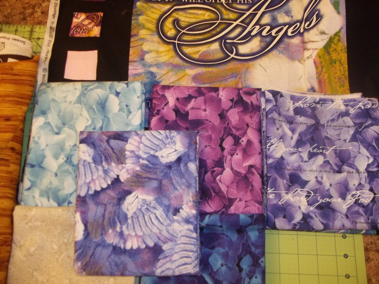New Blessings Panel and Fabric Kit for  Moda fabrics multi colored crosses, Flowers, Bible verses panel and 6 1/2 yard cuts