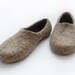 Eco friendly handmade felted men slippers in natural brown / grey color.