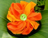 Orange flower hair tie ponytail holder