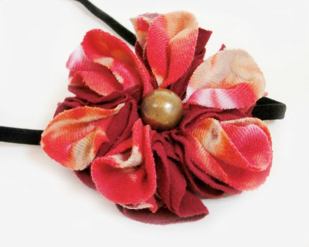 Upcycled flower headband recycled tshirt