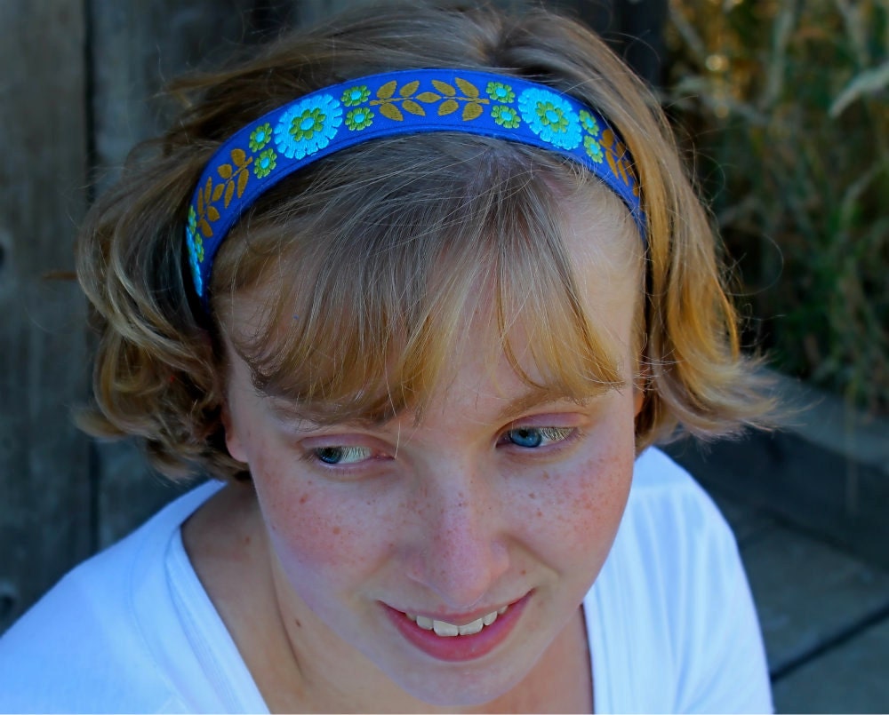 Headband floral jacquard head band vintage trim women hair accessory