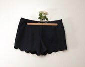 PAULETTE shorts (navy scalloped shorts) - custom made to order