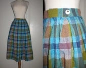 Beautiful Vintage Nubby Plaid Full Skirt XS/S