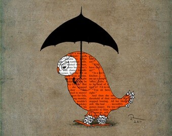Owl art print illustration 12x16 poster