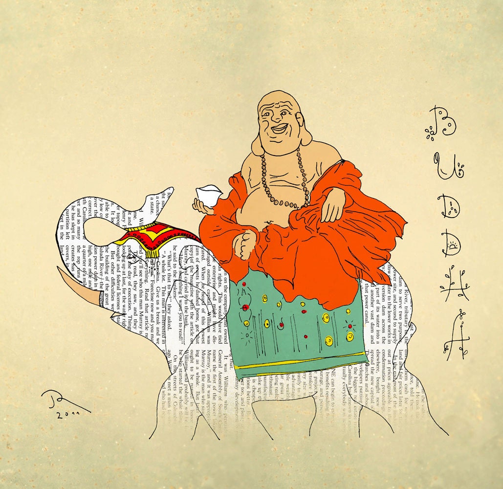 Buddha art print illustration 16x23 poster