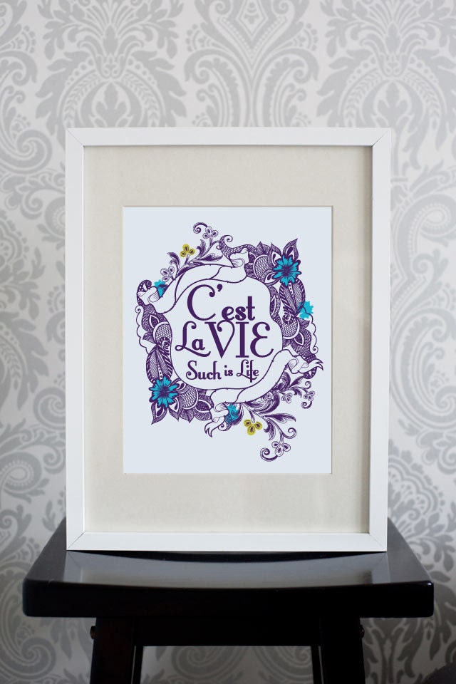 8x10 Print, Purple, White and Blue, C'est La Vie.