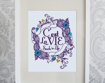 8x10 Print, Purple, White and Blue, C'est La Vie.